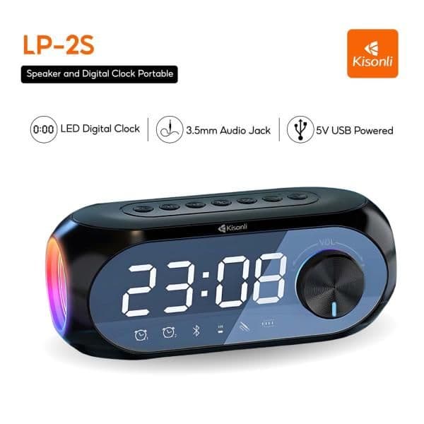 KISONLI LP-2S RGB SPEAKER ALARM CLOCK BLUETOOTH 5.0 TF-CARD FOR MOBILE