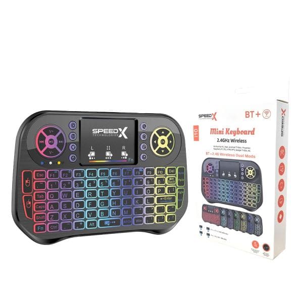 SPEEDX I10 MINI WIRELESS+BLUETOOTH TOUCHPAD 7 COLOR BACKLIT LIGHT 2.4GHZ